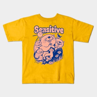 sensitive - blue/peach Kids T-Shirt